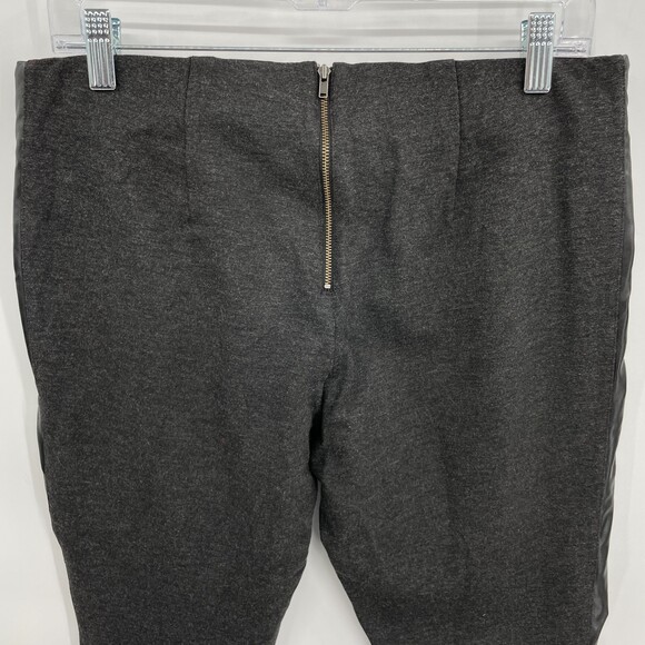 J. CREW The Gigi Pant Gray Black Vegan Faux Leather Strip Stretch Pants Size 12 - Picture 5 of 7